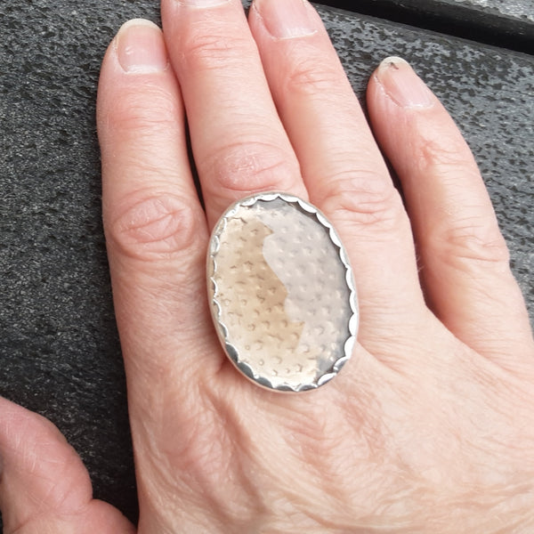 Smokey Quartz and Sterling Silver Statement Ring