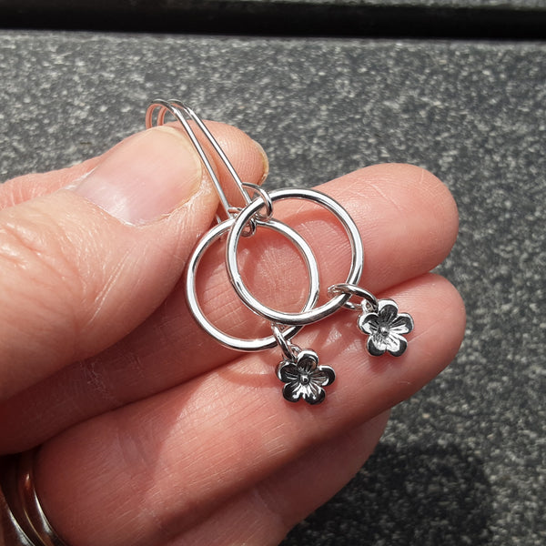 Sterling Silver Blossom Charm Earrings