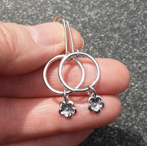 Sterling Silver Blossom Charm Earrings
