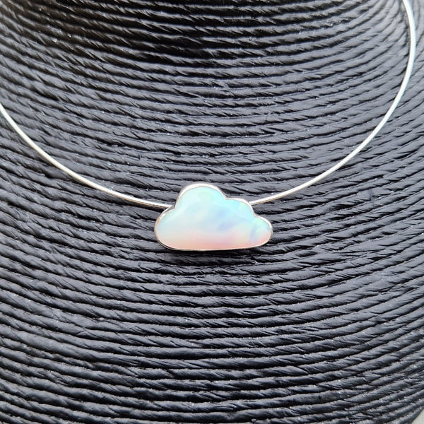 Sterling Silver and Aurora Opal Floating Cloud Pendant