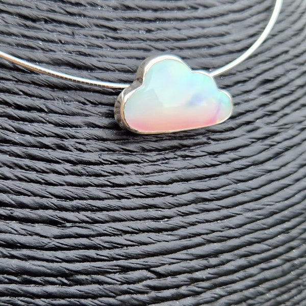 Sterling Silver and Aurora Opal Floating Cloud Pendant