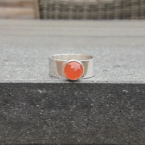 Carnelian and Sterling Silver Ring UK size R