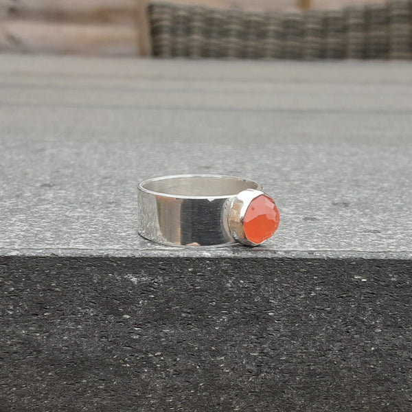 Carnelian and Sterling Silver Ring UK size R
