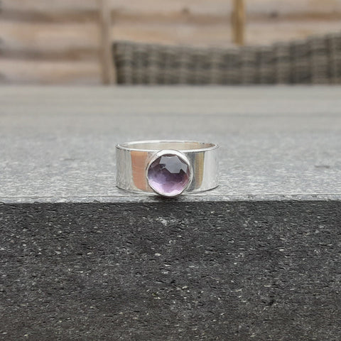 Amethyst and Sterling Silver Ring UK Size P
