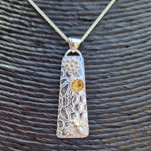 Sterling Silver and Citrine Bee Pendant
