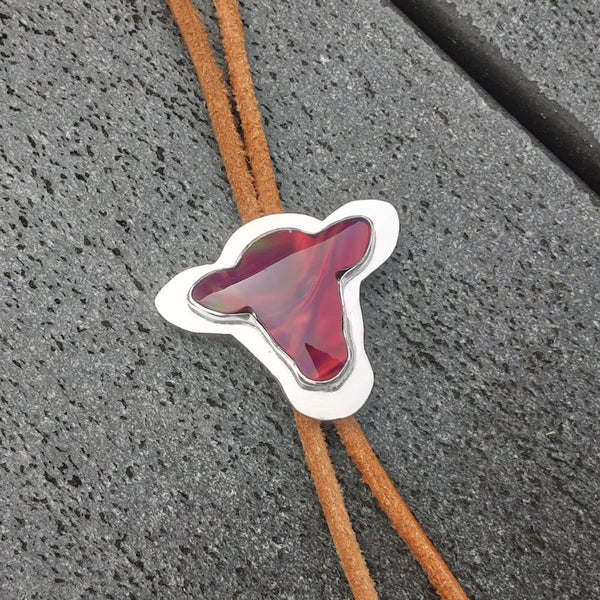 Red/Purple Aurora Opal Cow Bolo Tie