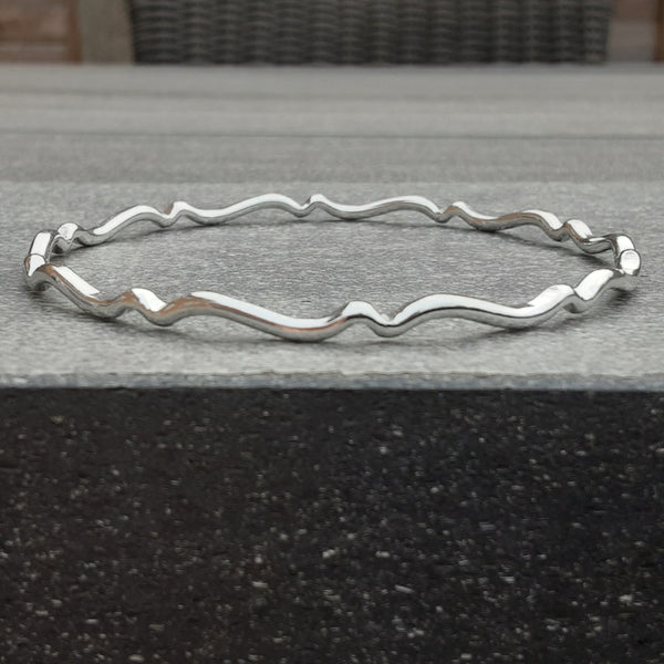 Fancy Wave Sterling Silver Bangle - Made to Order