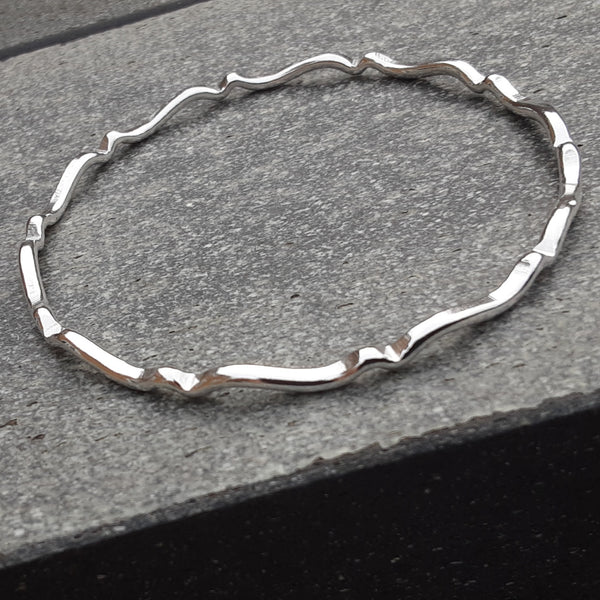 Fancy Wave Sterling Silver Bangle - Made to Order