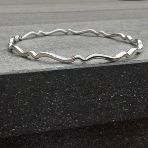 Fancy Wave Sterling Silver Bangle - Made to Order