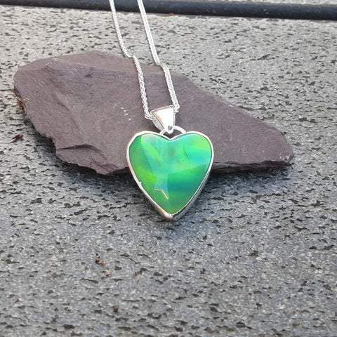 Green Aurora Opal Heart Pendant