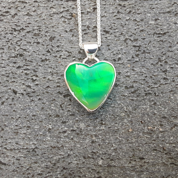 Green Aurora Opal Heart Pendant