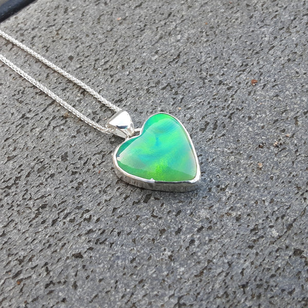 Green Aurora Opal Heart Pendant