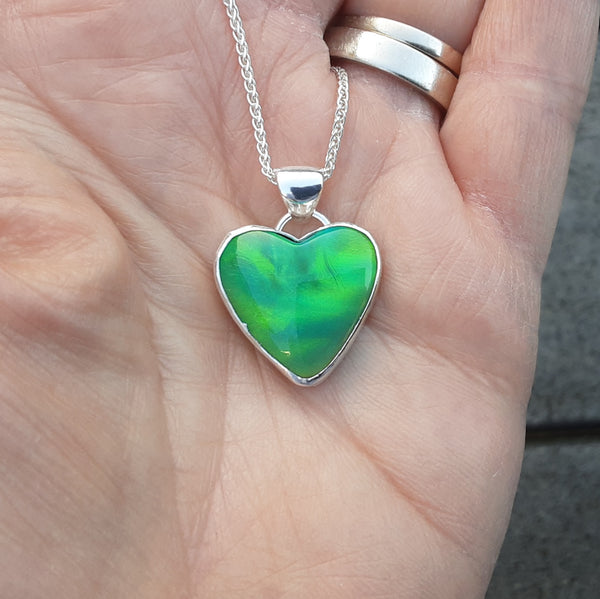 Green Aurora Opal Heart Pendant