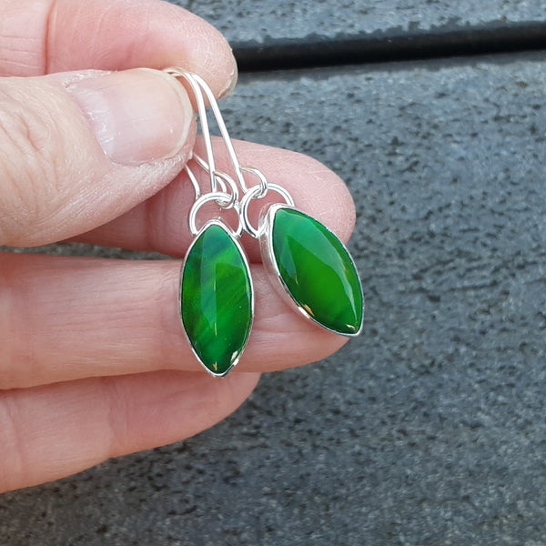 Dark Green Aurora Opal Earrings