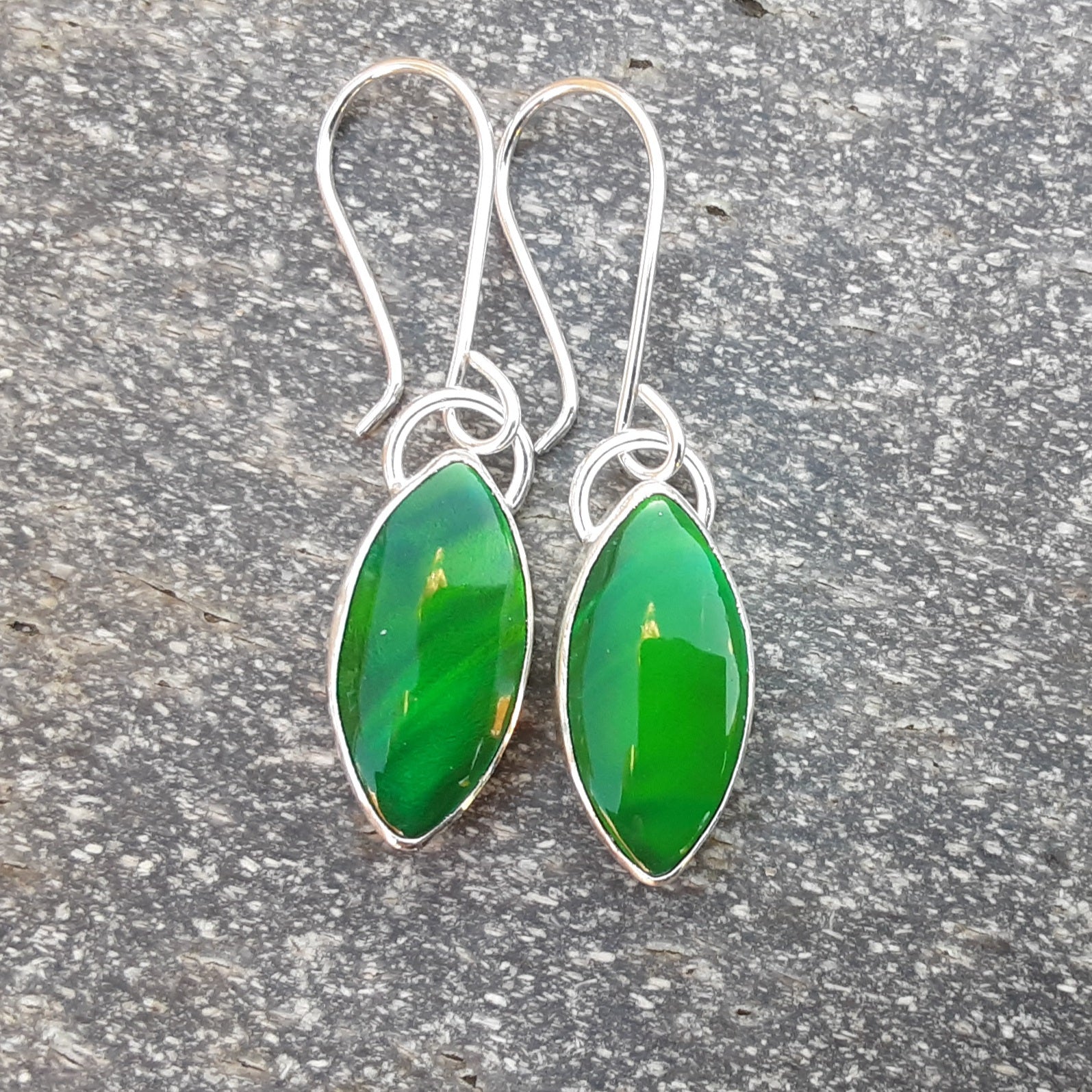 Dark Green Aurora Opal Earrings