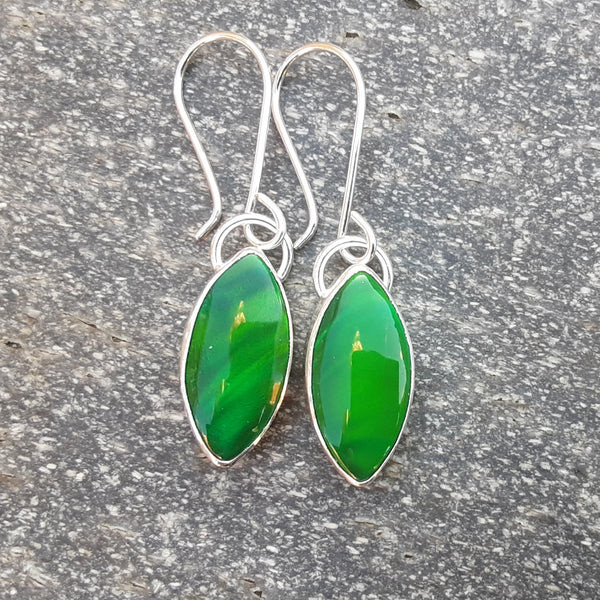 Dark Green Aurora Opal Earrings