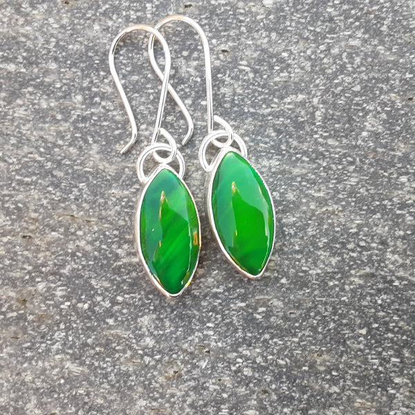 Dark Green Aurora Opal Earrings