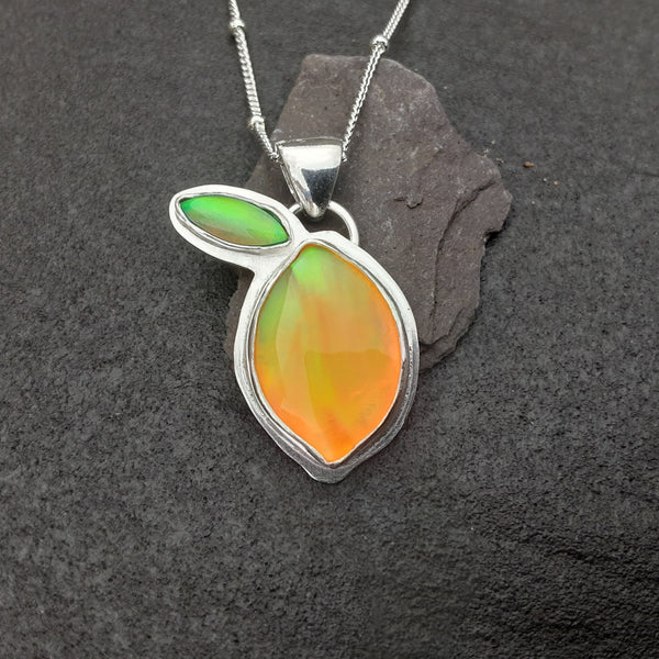 Lemon Aurora Opal and Sterling Silver Pendant