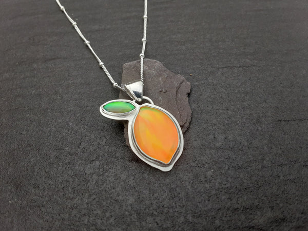 Lemon Aurora Opal and Sterling Silver Pendant