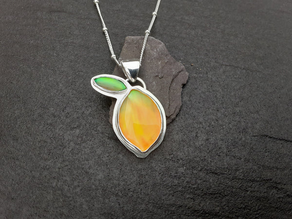 Lemon Aurora Opal and Sterling Silver Pendant