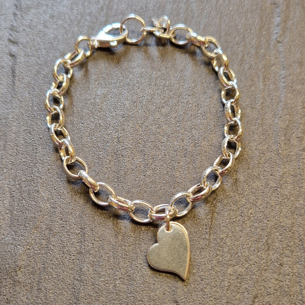Sterling Silver Heart Charm Bracelet