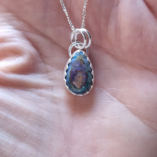 Sterling Opal Drop Pendant