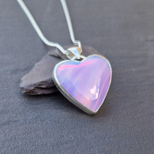 Pastel Aurora Opal Heart Shaped Pendant