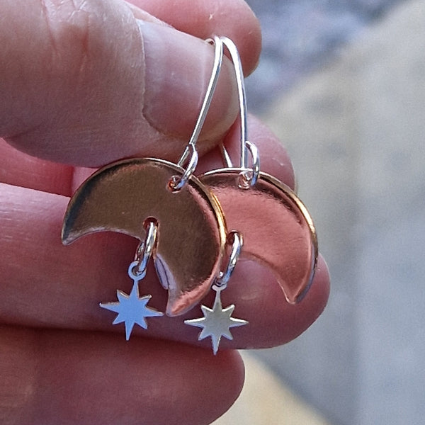 Moon and Star Earrings