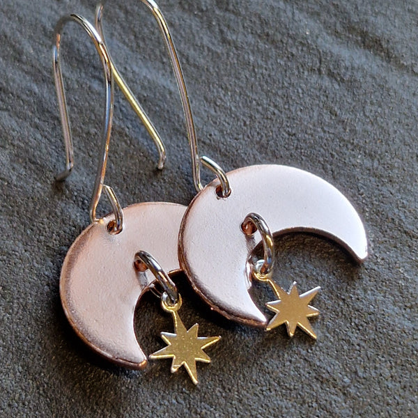 Moon and Star Earrings