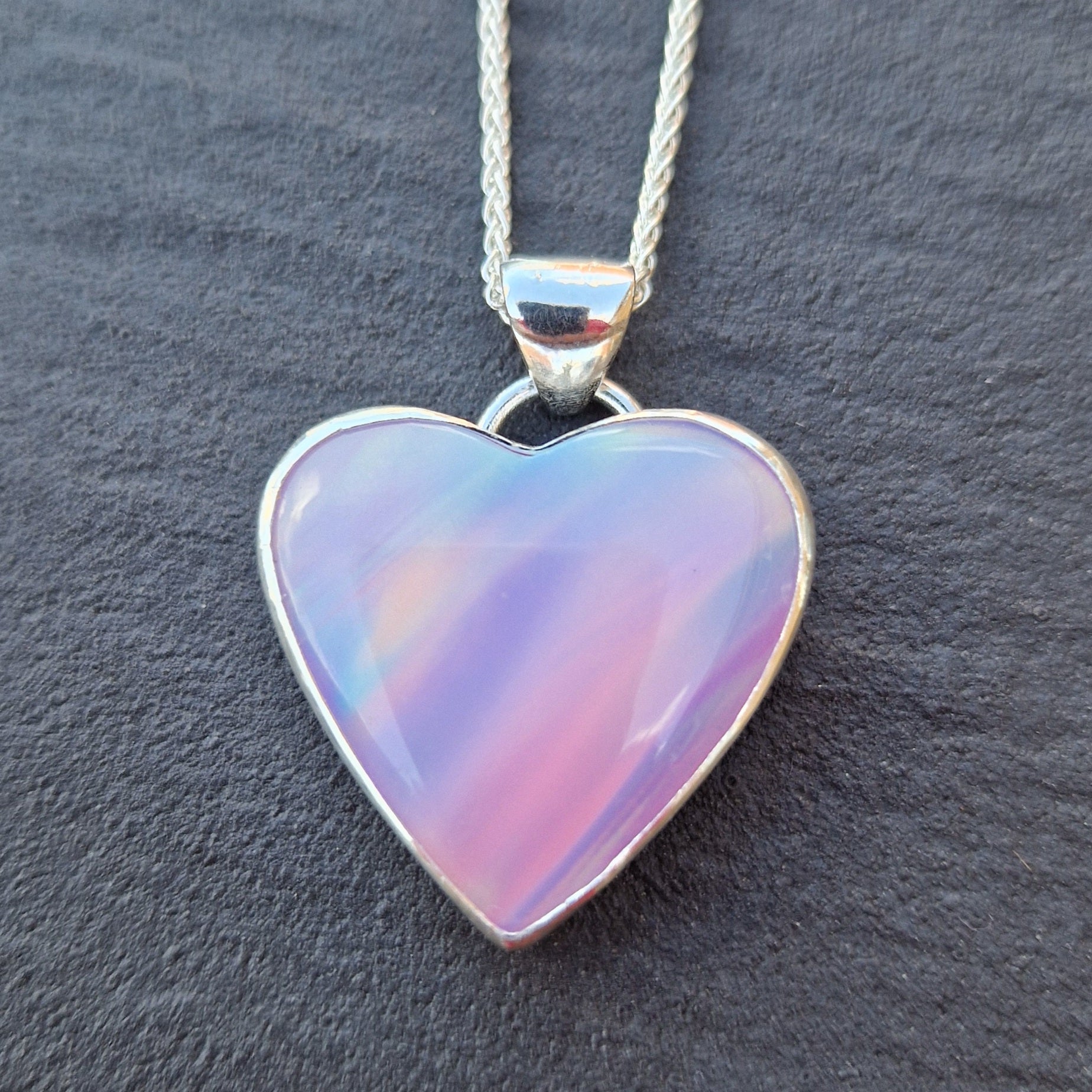 Pastel Aurora Opal Heart Shaped Pendant