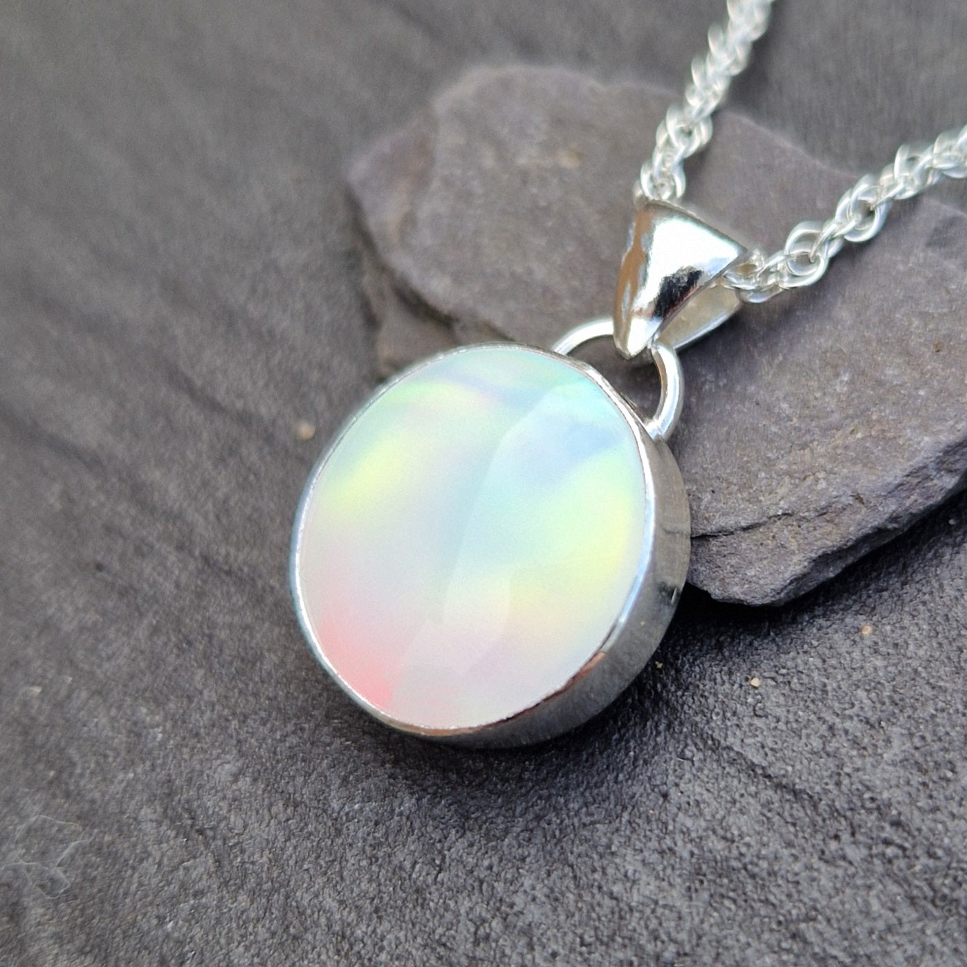 White Aurora Opal Pendant