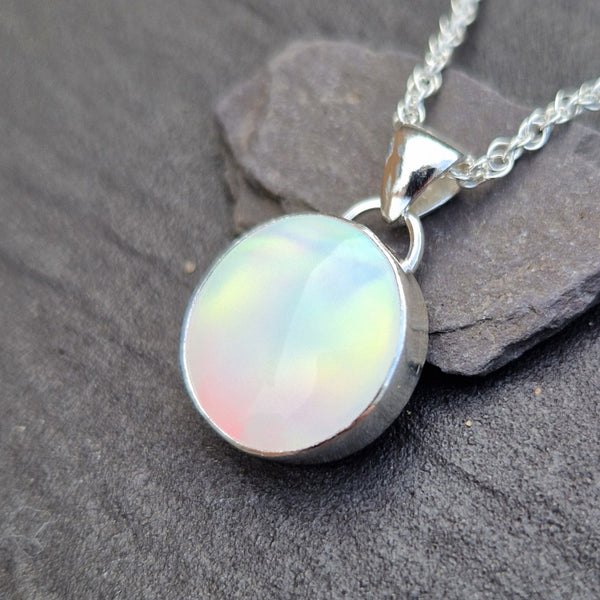 White Aurora Opal Pendant