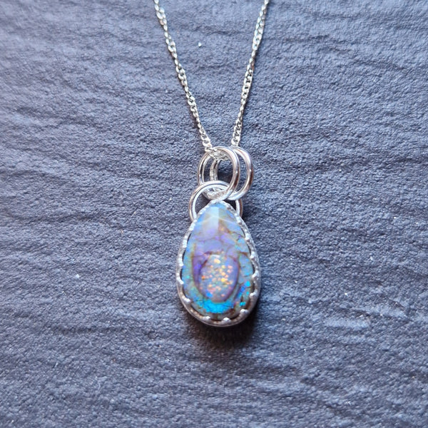 Sterling Opal Drop Pendant