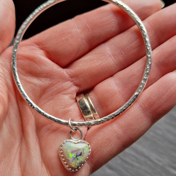 Bangle with heart charm - Small