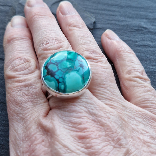 Yungai Turquoise and Sterling Silver Ring