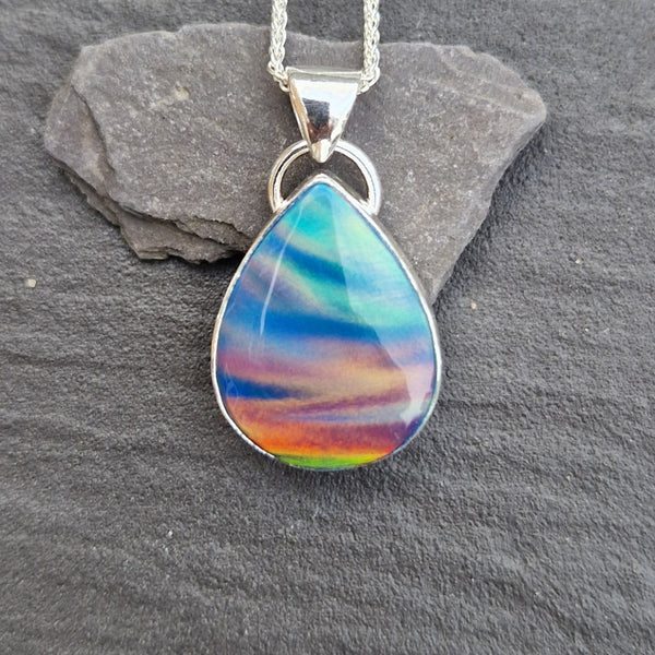 Teal Aurora Opal Pendant