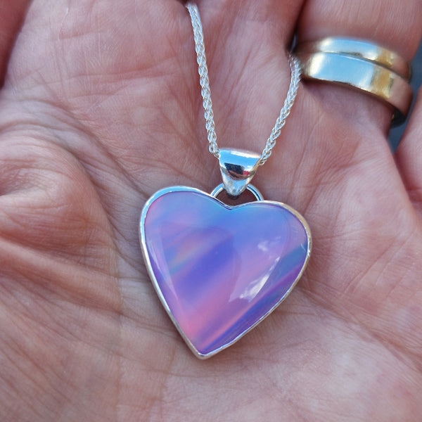 Pastel Aurora Opal Heart Shaped Pendant