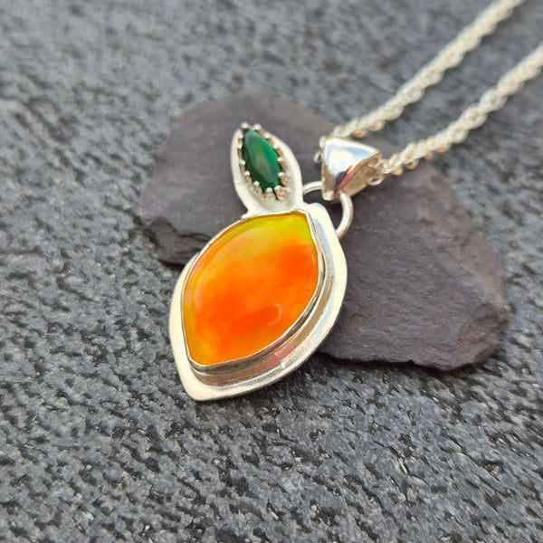 Lemon Aurora Opal and Sterling Silver Pendant