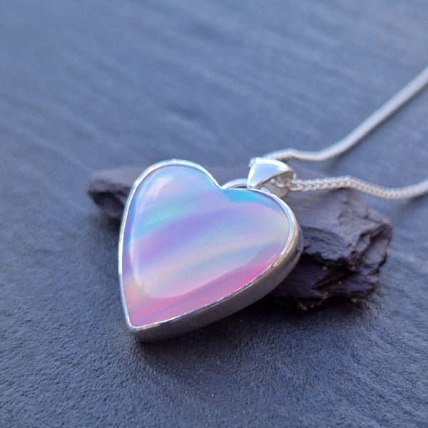 Pastel Aurora Opal Heart Shaped Pendant