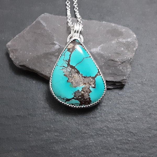 Royston turquoise and sterling silver pendant. - PurplePixiebyDenise