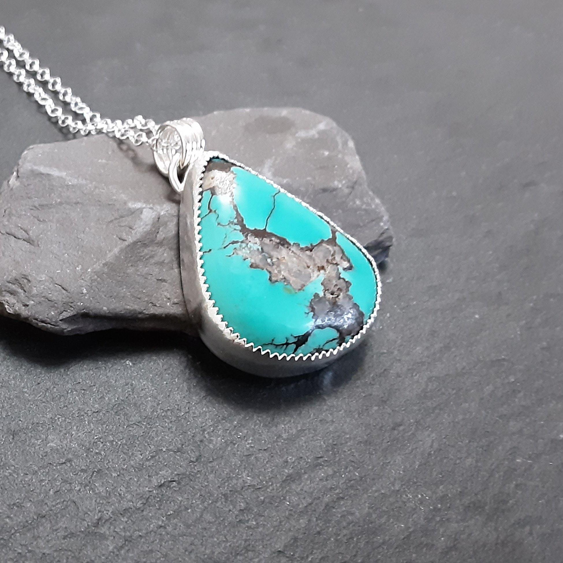 Royston turquoise and sterling silver pendant. - PurplePixiebyDenise
