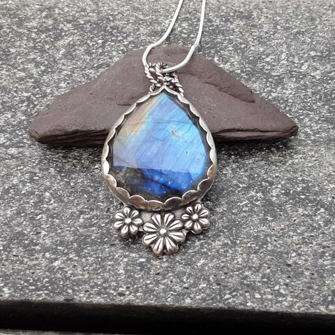 Sterling Silver and Labradorite Statement Necklace