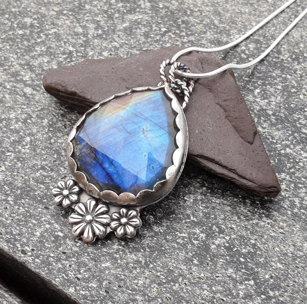 Sterling Silver and Labradorite Statement Necklace