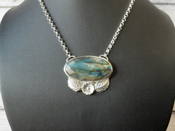 Sterling silver and labradorite statement necklace