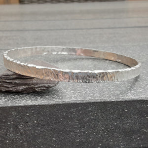 Sterling silver textured bangle