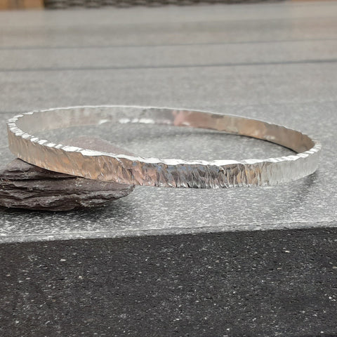 Sterling silver textured bangle
