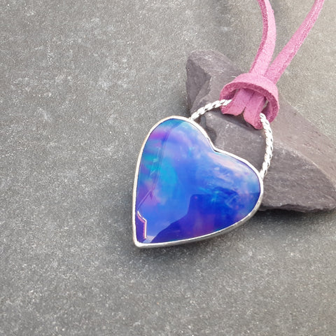 Chunky Aurora Opal Heart Pendant