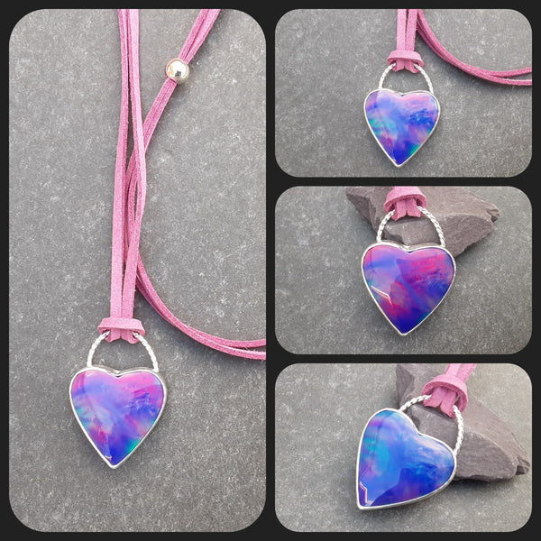 Chunky Aurora Opal Heart Pendant